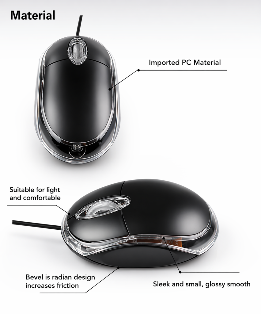 Technotech PS/2 Mini Wired Optical Mouse (TT-01B, Black) Technotech Technologies