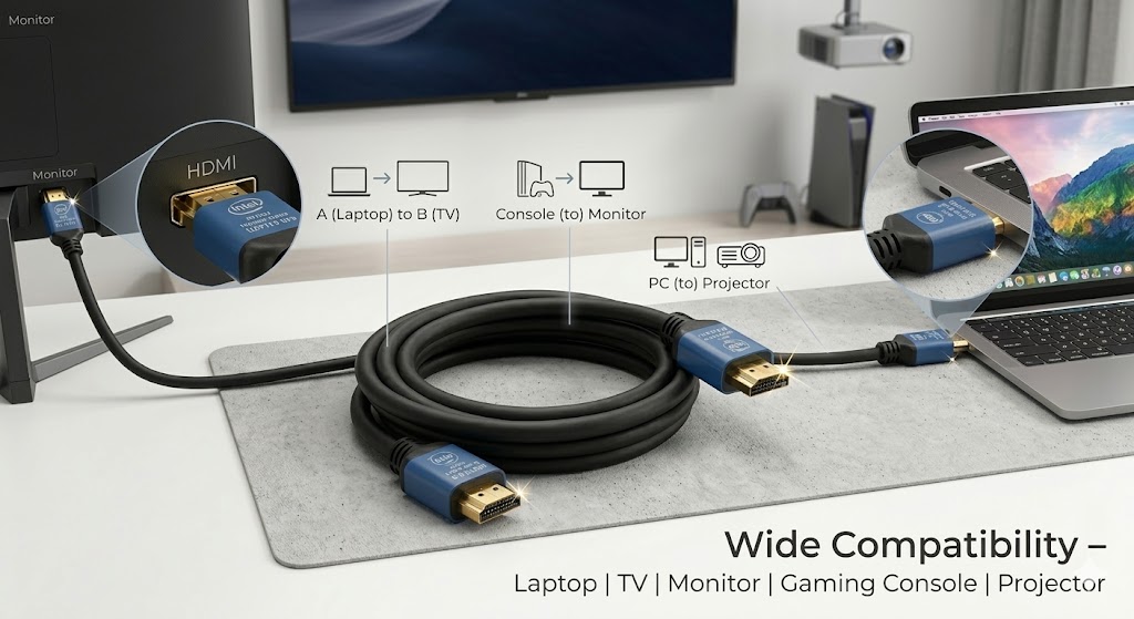 HDMI 2.0 Male to Male Cable | Ultimate 4K High-Speed with Ethernet | Ultra HD Performance (1.5 Meter, Black) Technotech Technologies