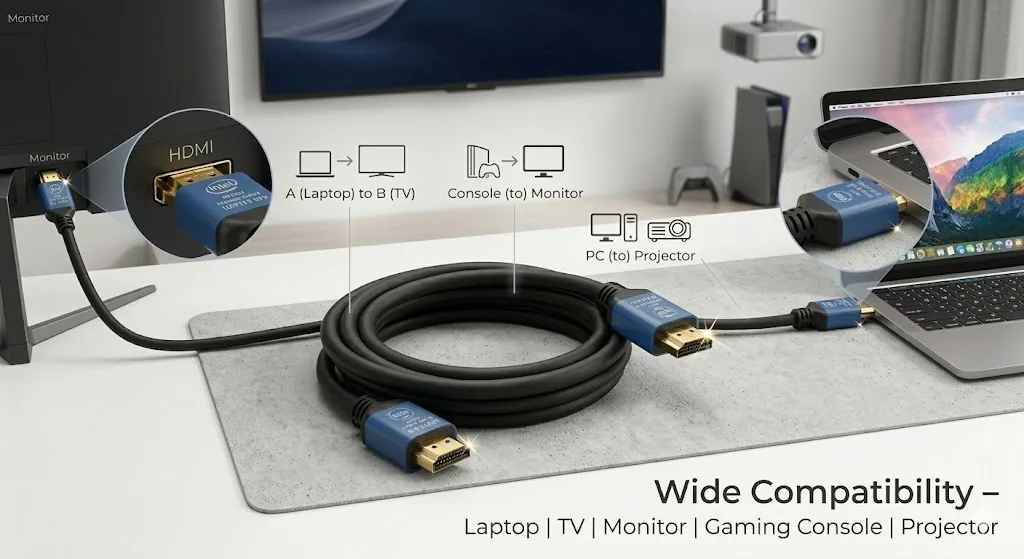 HDMI 2.0 Male to Male Cable | Ultimate 4K High-Speed with Ethernet | Ultra HD Performance (1.5 Meter, Black) Technotech Technologies