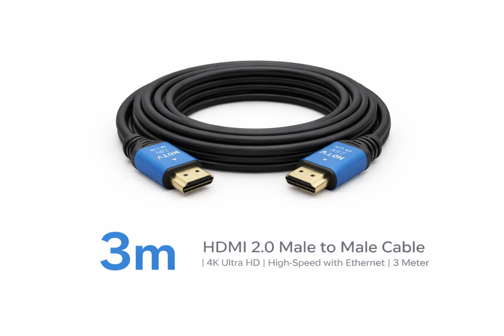 HDMI 2.0 Male to Male Cable | Ultimate 4K High-Speed with Ethernet | Ultra HD Performance (3 Meter, Black) Technotech Technologies