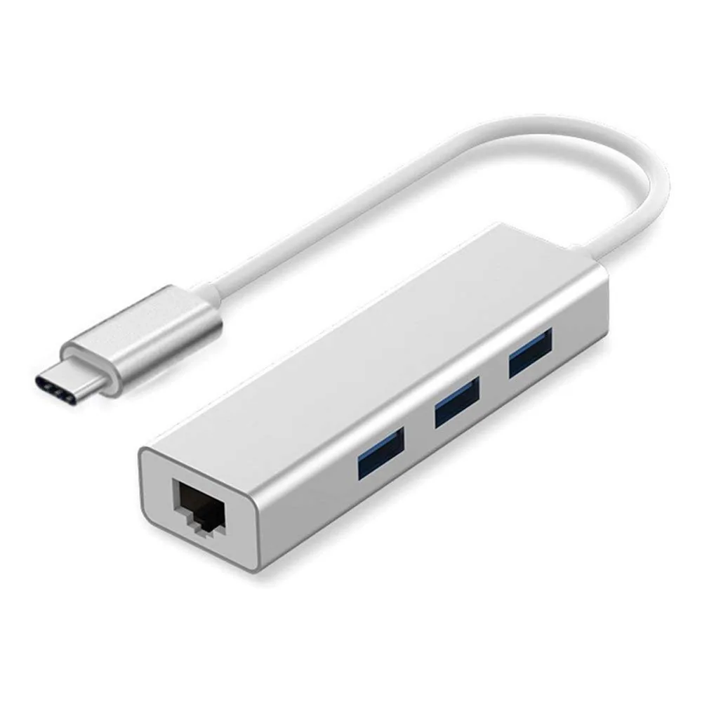 Type-C to Ethernet Adapter with 3 USB 3.0 Ports – Multiport Hub Technotech Technologies