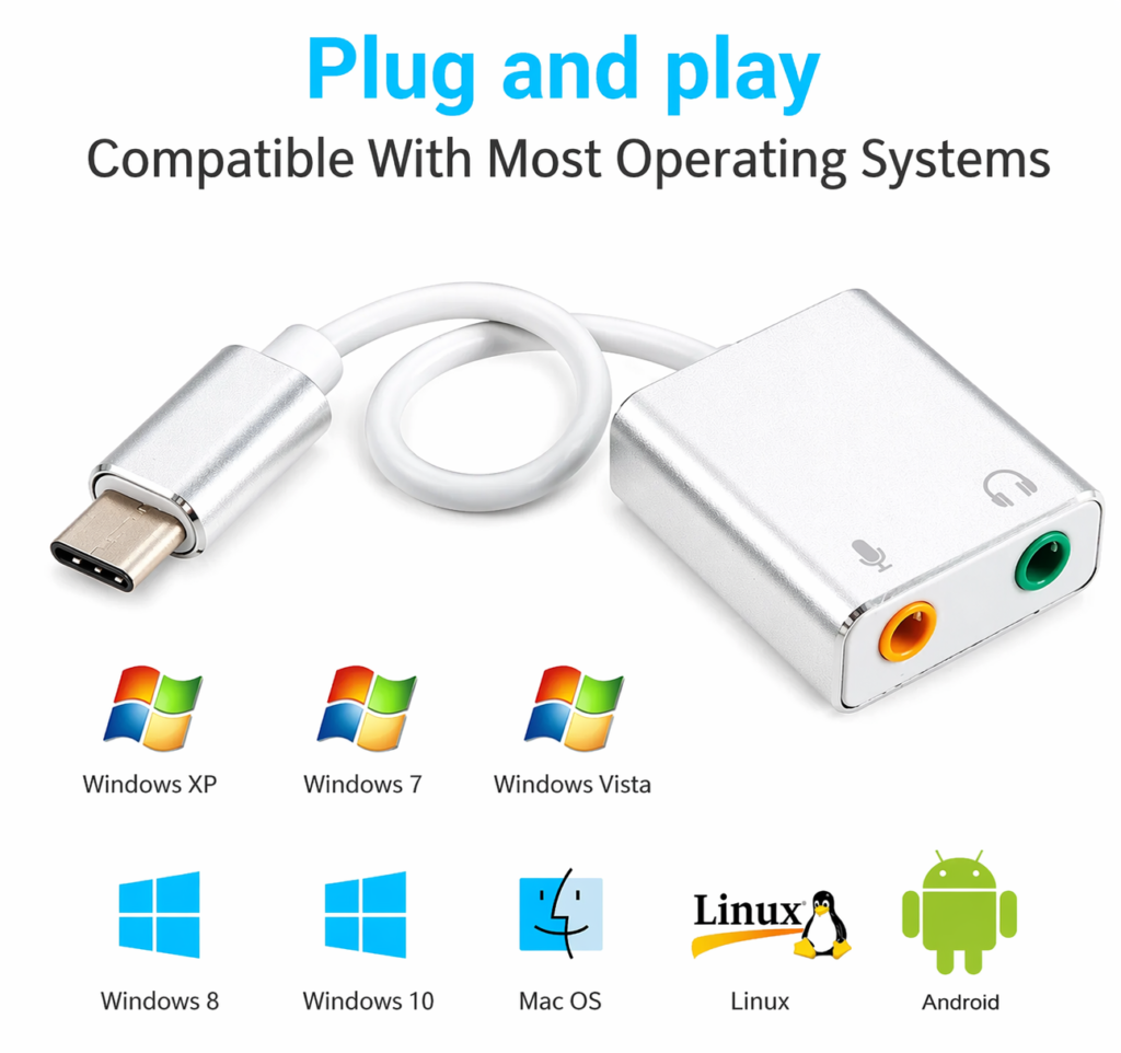 Type-C External Sound Card 3.5mm Adapter Technotech Technologies