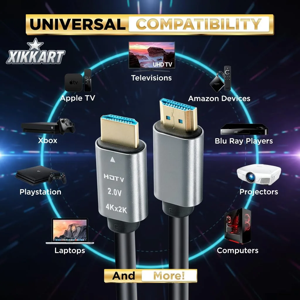 HDMI 2.0 Male to Male Cable | Ultimate 4K High-Speed with Ethernet | Ultra HD Performance (1.5 Meter, Black) Technotech Technologies