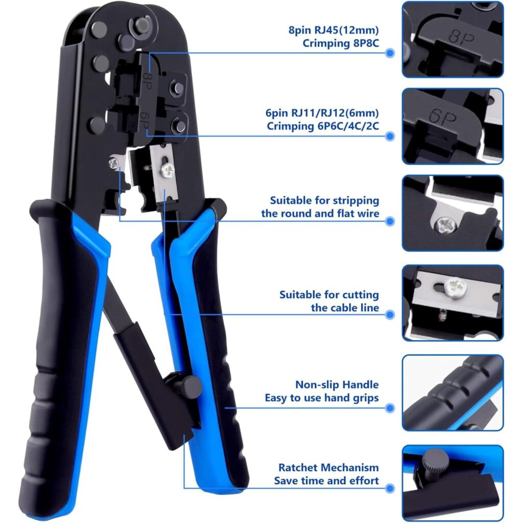Blue Techno 568 Heavy Modular Crimping Tool – Professional RJ45 Network Cable Tool Technotech Technologies