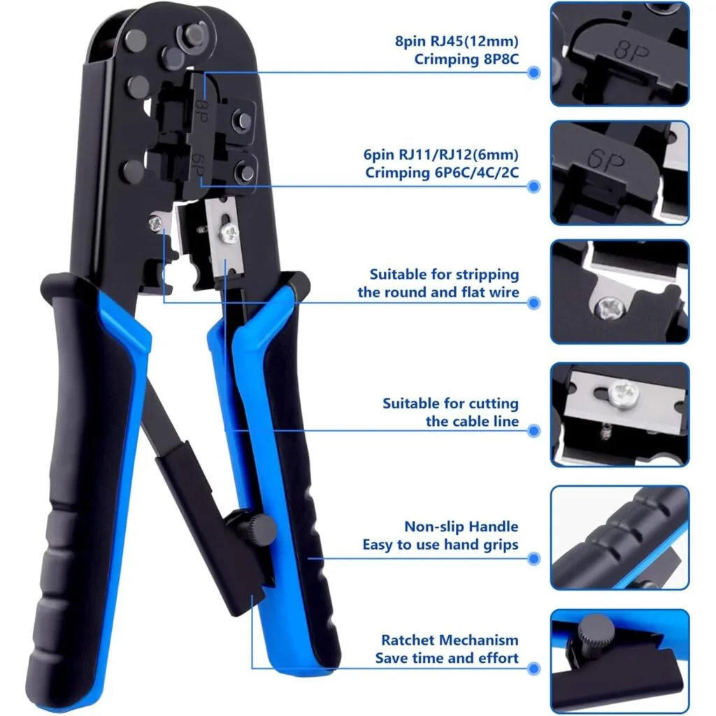 Blue Techno 568 Heavy Modular Crimping Tool – Professional RJ45 Network Cable Tool Technotech Technologies