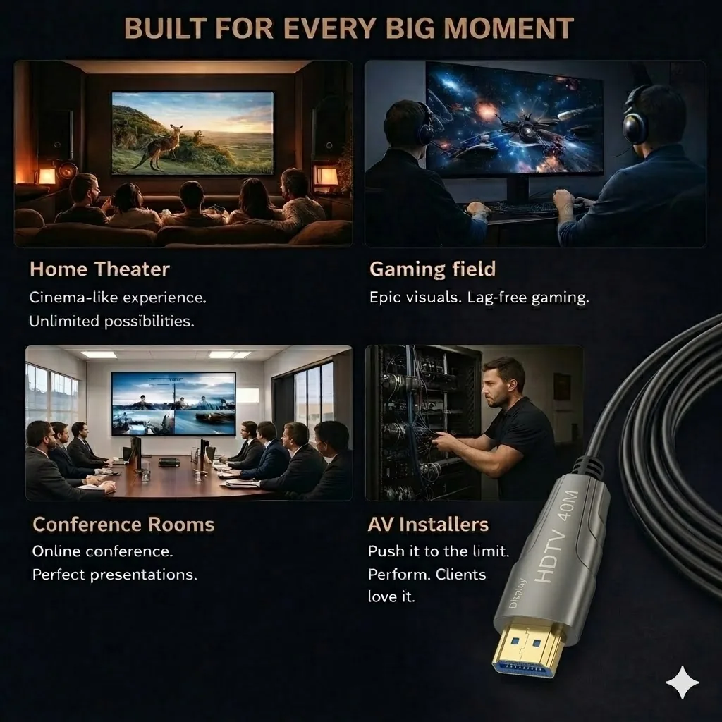Fiber Active Optical Cable | 40 Meter Ultimate High-Speed HDMI 2.0 for 4K & 8K UHD Ultra HD Performance Technotech Technologies