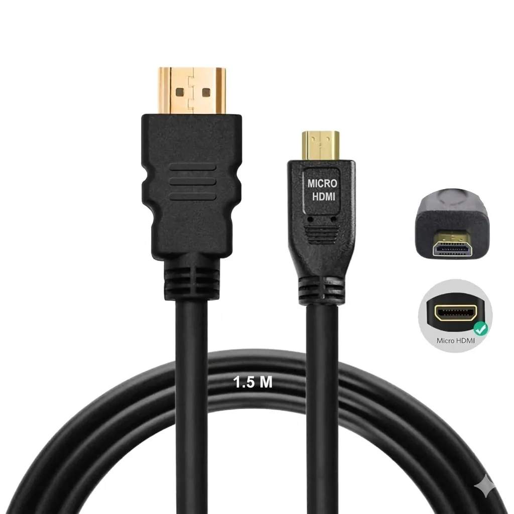 Micro HDMI to HDMI Cable 1.5 Meter – Premium High-Speed & Audio Equipment Technotech Technologies