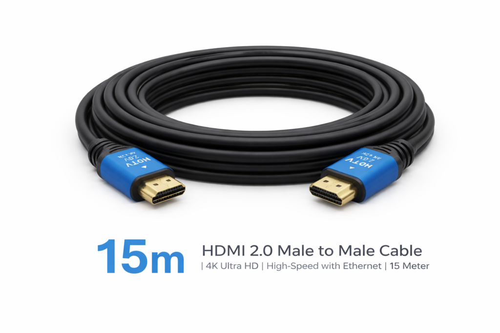HDMI 2.0 Male to Male Cable | Ultimate 4K High-Speed with Ethernet | Ultra HD Performance (15 Meter, Black) Technotech Technologies