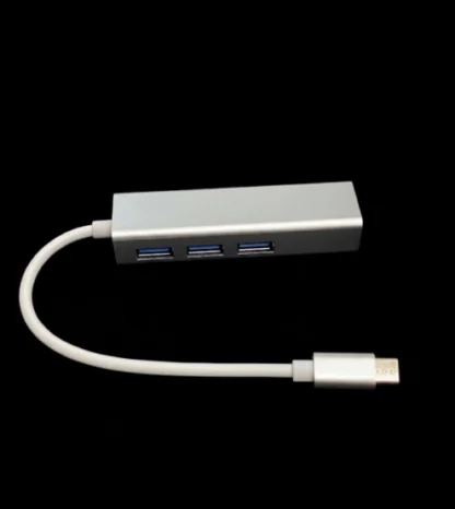 Type-C to Ethernet Adapter with 3 USB 3.0 Ports – Multiport Hub
