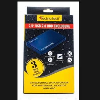 Technotech 2.5 Inch USB 2.0 HDD Enclosure – Durable High-Speed 3Gbps Portable SATA External Case