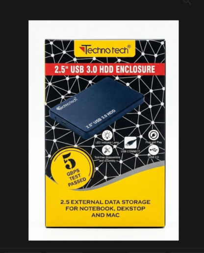 Technotech 2.5 Inch USB 3.0 HDD Enclosure – Premium Ultra-Fast 5Gbps Aluminium SATA External Case