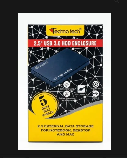 Technotech 2.5 Inch USB 3.0 HDD Enclosure – Premium Ultra-Fast 5Gbps Aluminium SATA External Case