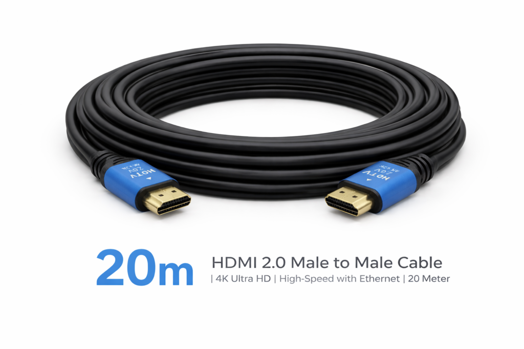 HDMI 2.0 Male to Male Cable | Ultimate 4K High-Speed with Ethernet | Ultra HD Performance (20 Meter, Black) Technotech Technologies