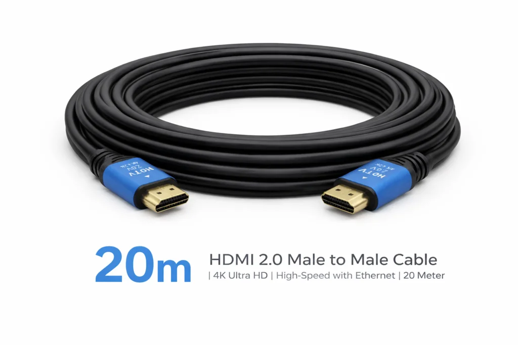 HDMI 2.0 Male to Male Cable | Ultimate 4K High-Speed with Ethernet | Ultra HD Performance (20 Meter, Black) Technotech Technologies