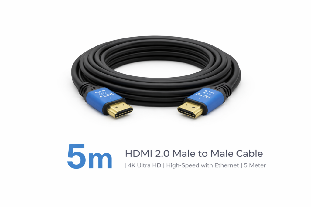 HDMI 2.0 Male to Male Cable | Ultimate 4K High-Speed with Ethernet | Ultra HD Performance (5 Meter, Black) Technotech Technologies