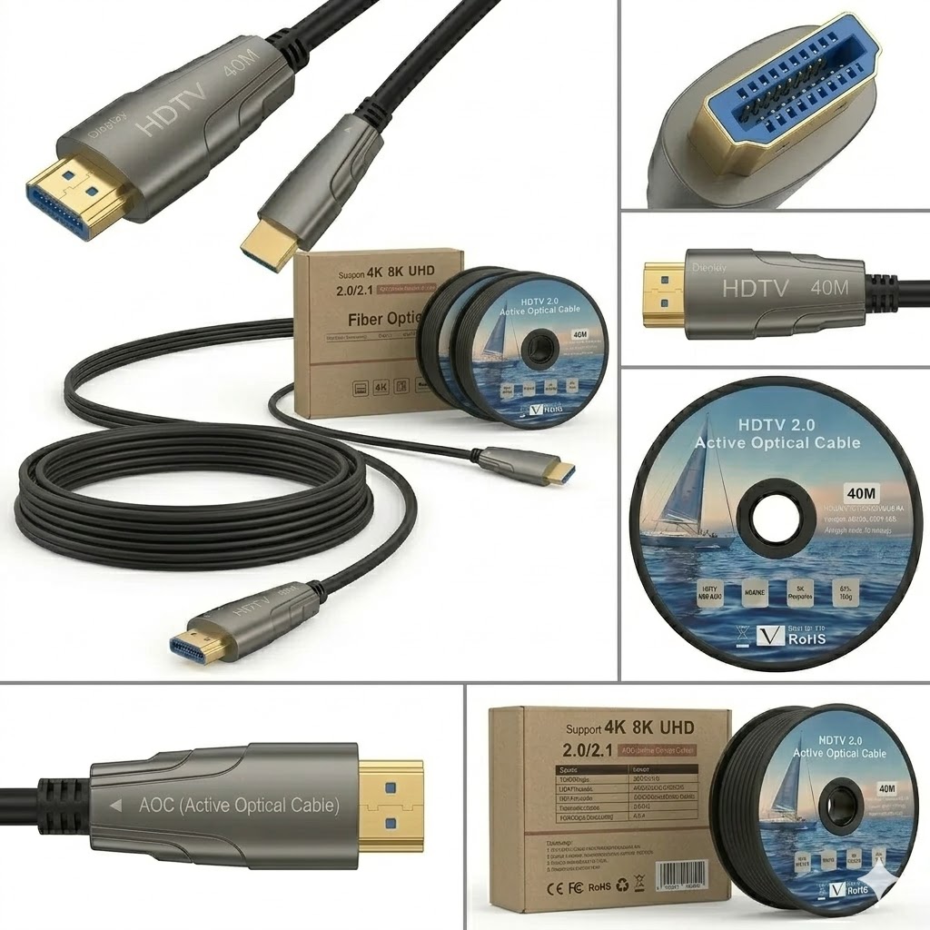 Fiber Active Optical Cable | 40 Meter Ultimate High-Speed HDMI 2.0 for 4K & 8K UHD Ultra HD Performance Technotech Technologies
