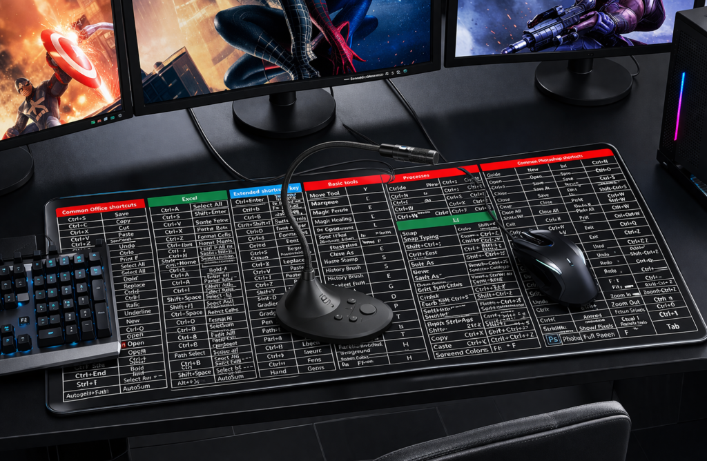 Anti slip keyboard shortcut mousepad (300×600mm) Technotech Technologies