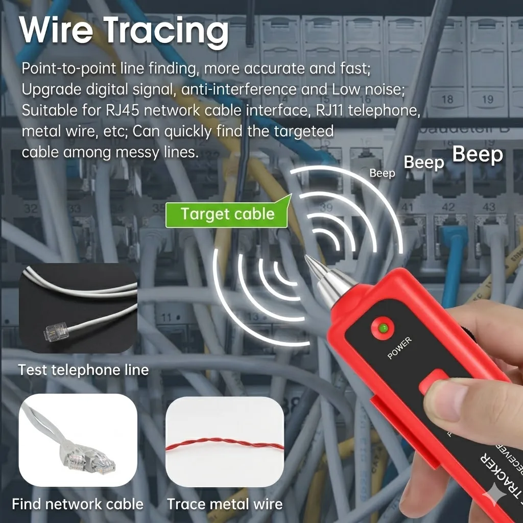 Cable Tracker 828 – Advanced Network Cable Tester & Wire Finder Tool for Professionals Technotech Technologies