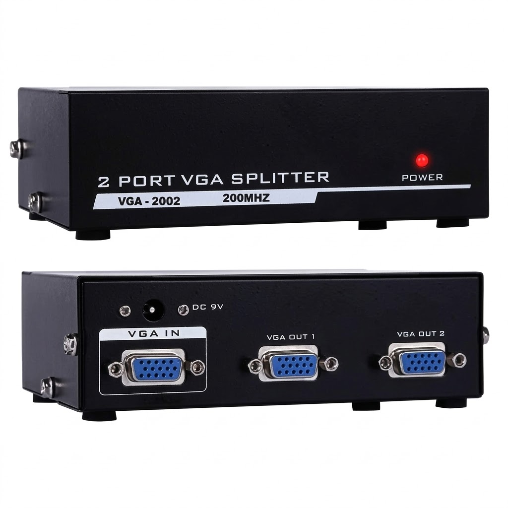 Technotech 2 Port VGA Splitter 200MHz – 1x2 VGA Video Splitter (VGA-2002) Technotech Technologies