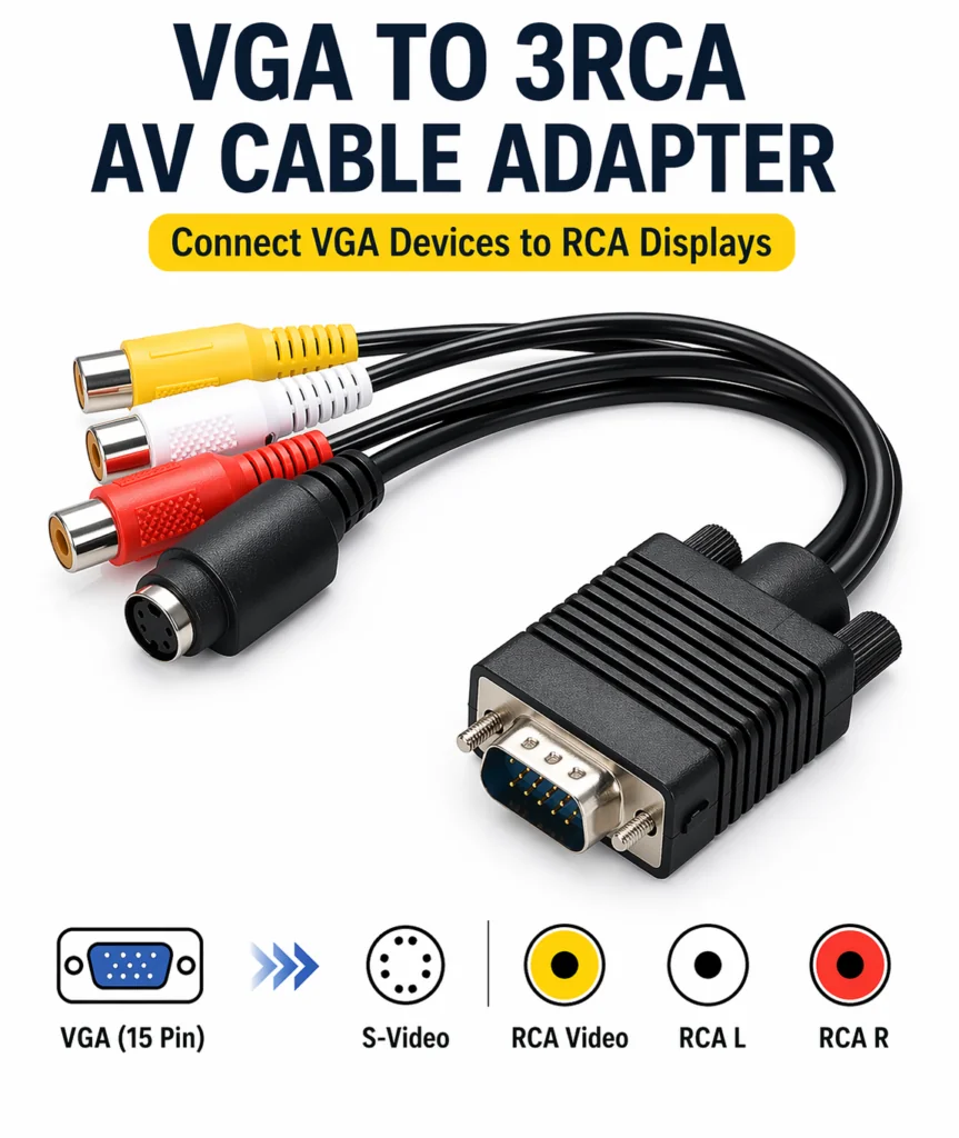 VGA to 3 RCA Cable – Video AV Converter Cable for TV & Projector Technotech Technologies