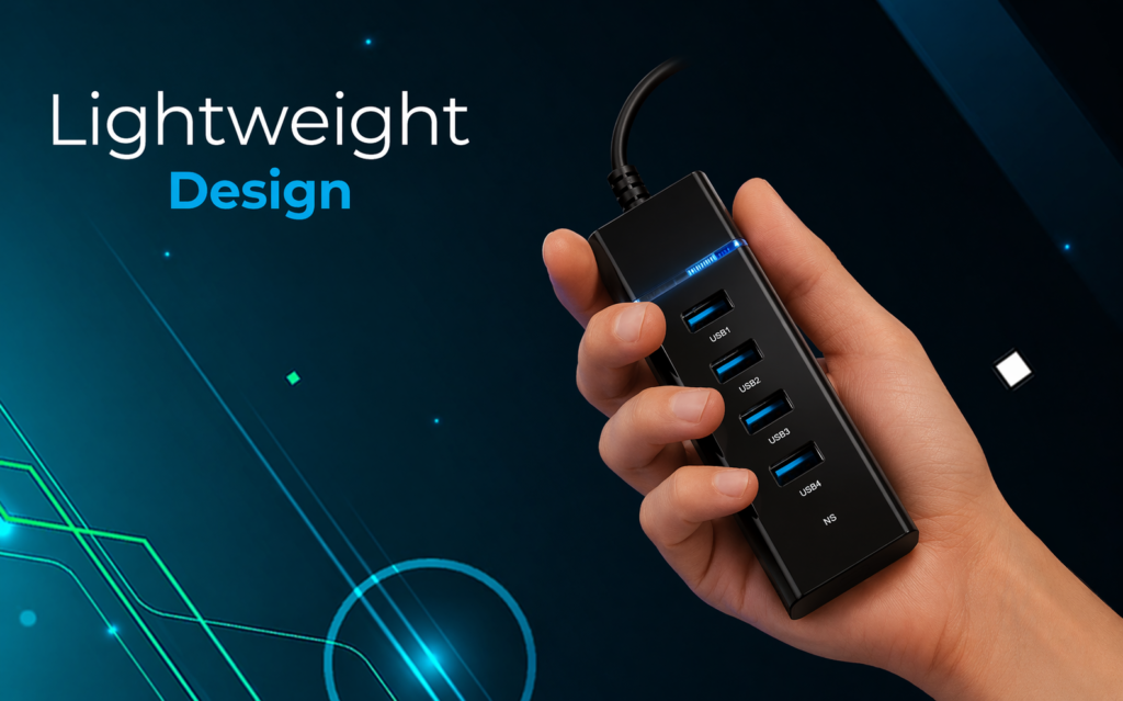 Premium USB 3.0 Hub 4-Port 5Gbps SuperSpeed with Blue LED, Fuse Protection & 1.2M Cable Technotech Technologies