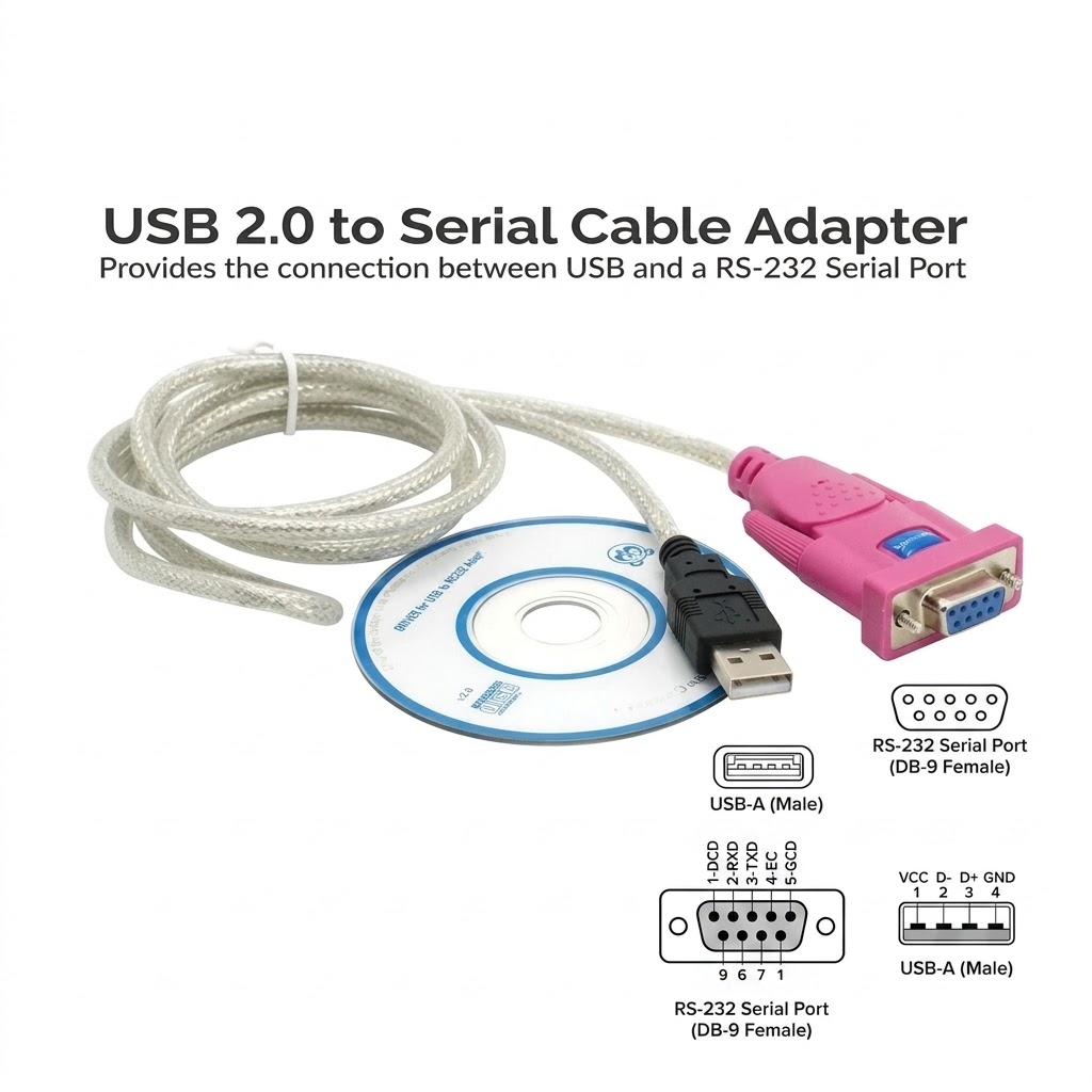 USB to RS-232 Serial Cable Adapter Female (Pink Head) 2.0 Technotech Technologies