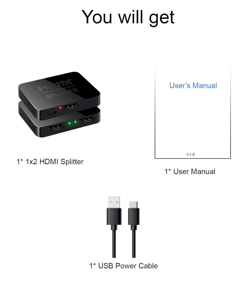 Powerful 4K HDMI Splitter 1 in 2 Out – Dual Monitor HDMI Splitter for TV, Laptop & Projector Technotech Technologies