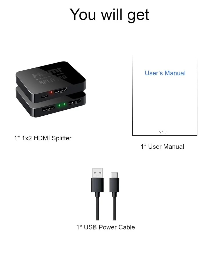 Powerful 4K HDMI Splitter 1 in 2 Out – Dual Monitor HDMI Splitter for TV, Laptop & Projector Technotech Technologies