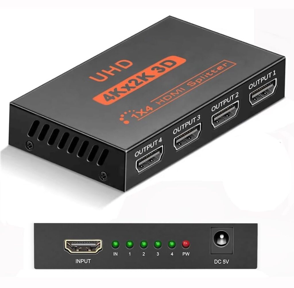 1x4 HDMI Splitter 1080P – High Speed HDMI Splitter 1 Input 4 Output for TV, Monitor, Projector Technotech Technologies