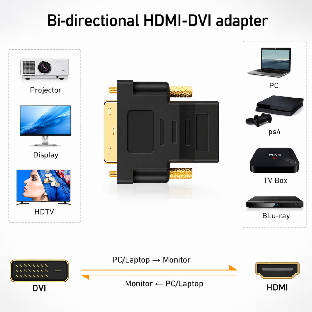 HDMI Female to DVI 24+1 Male Connector – Best High-Speed Video Adapter Technotech Technologies