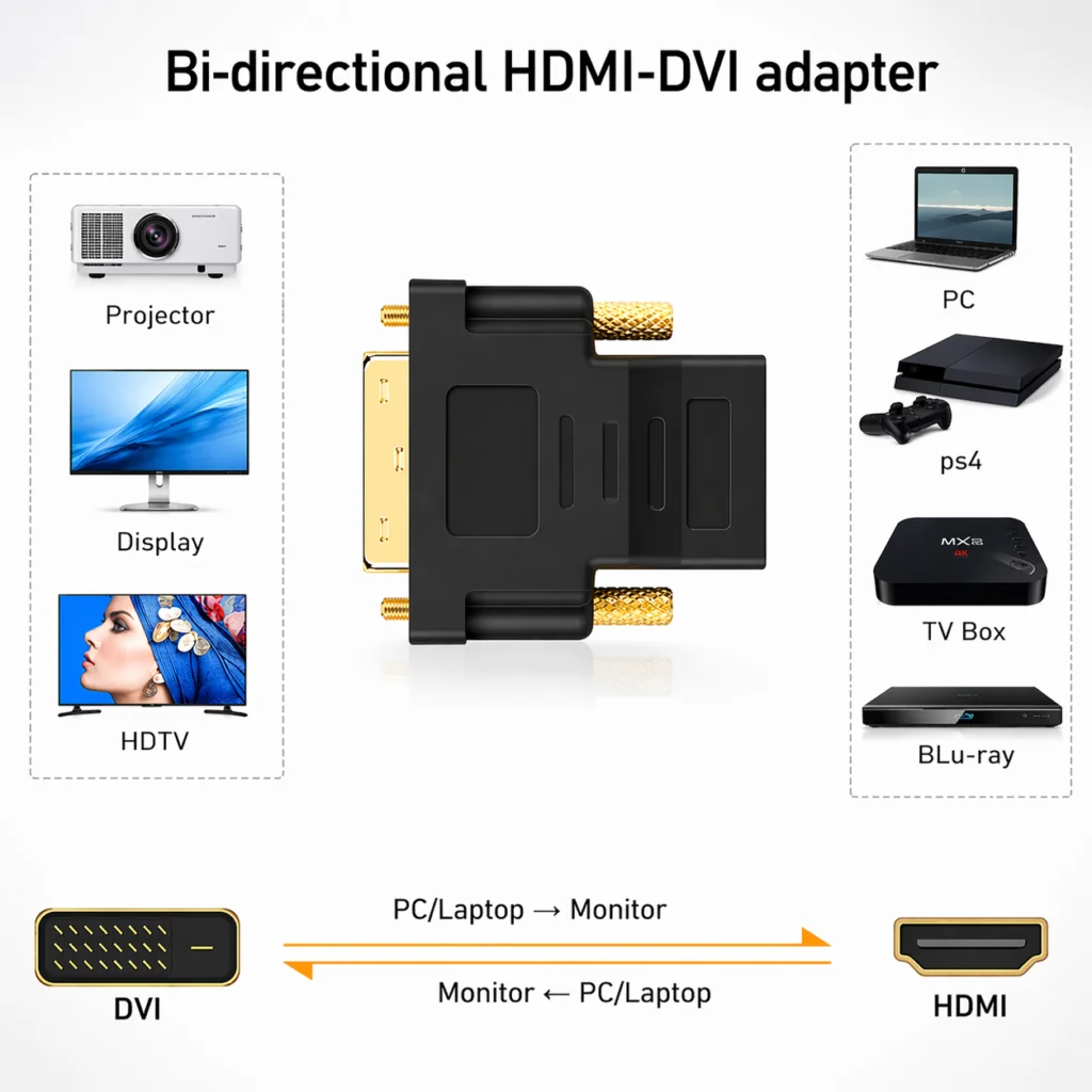 HDMI Female to DVI 24+1 Male Connector – Best High-Speed Video Adapter Technotech Technologies