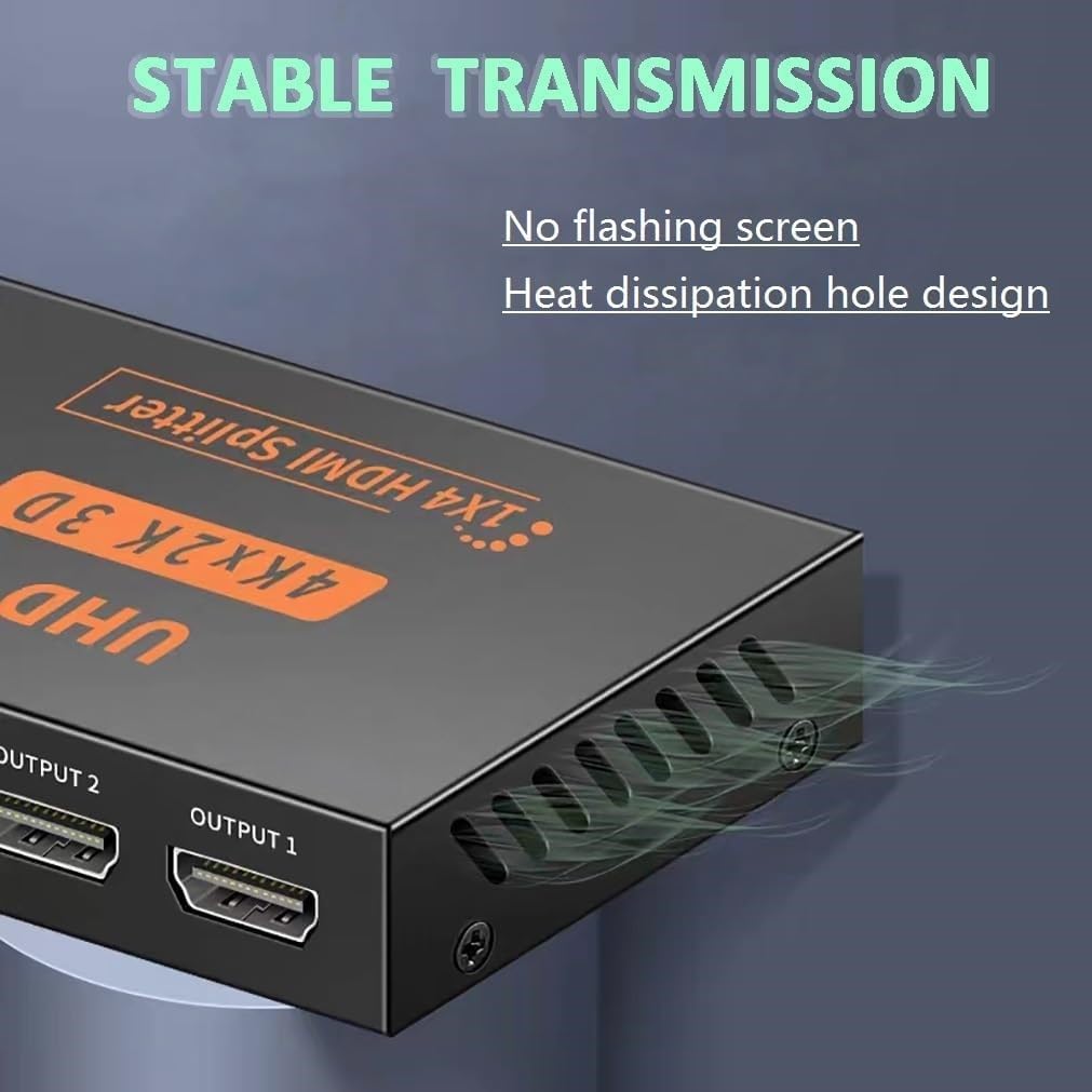 1x4 HDMI Splitter 1080P – High Speed HDMI Splitter 1 Input 4 Output for TV, Monitor, Projector Technotech Technologies