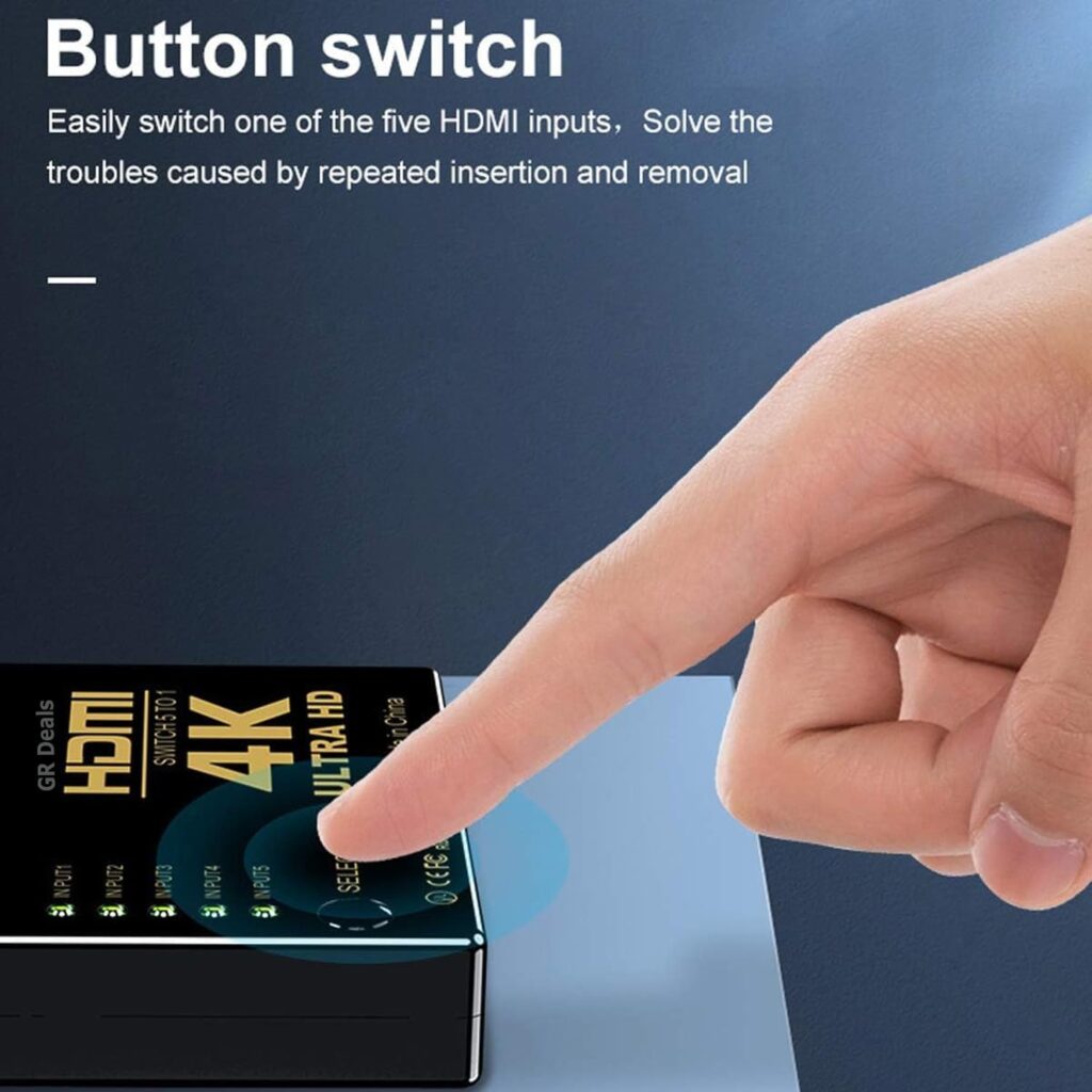 Powerful 5-Way HDMI Switch 4K – 5 In 1 Out HDMI Switcher with IR Remote Control Technotech Technologies