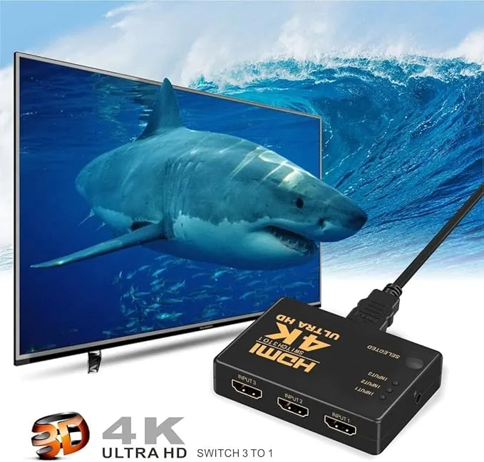 3-Port HDMI Switch 1080P – High Speed for TV, Laptop, PS4, Xbox & Projector Technotech Technologies