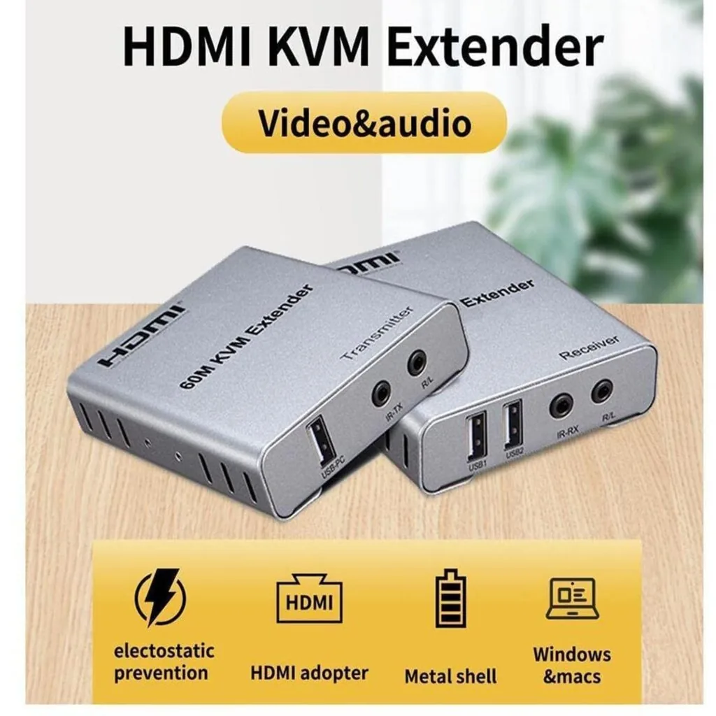 HDMI Extender 60 MTR with KVM – Ultimate Long Distance 1080P Extender Technotech Technologies