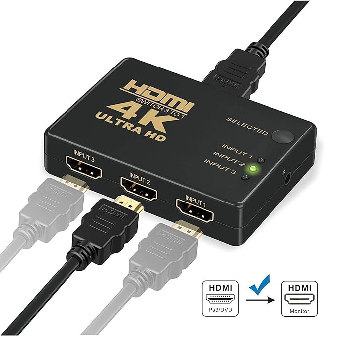 3-Port HDMI Switch 1080P – High Speed for TV, Laptop, PS4, Xbox & Projector Technotech Technologies