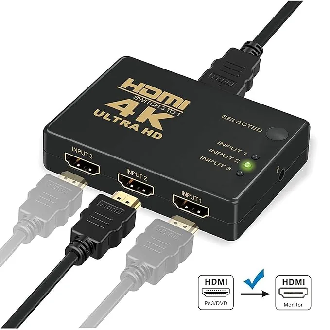 3-Port HDMI Switch 1080P – High Speed for TV, Laptop, PS4, Xbox & Projector Technotech Technologies