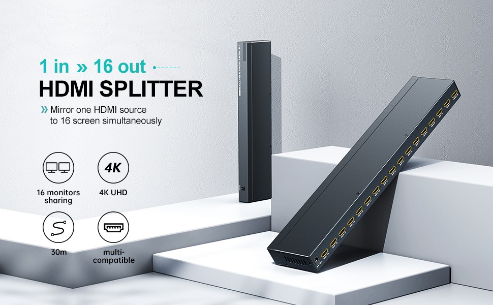 16 Port HDMI Splitter 4K – 1 in 16 HDMI 1.4 Splitter with 4Kx2K & 3D Support Technotech Technologies