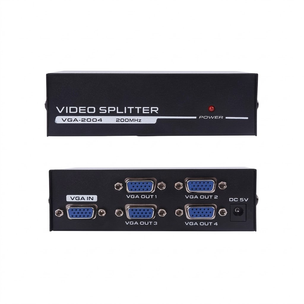 Technotech 4 Port VGA Splitter 200MHz – 1x4 VGA Video Splitter for Monitor & Projector Technotech Technologies
