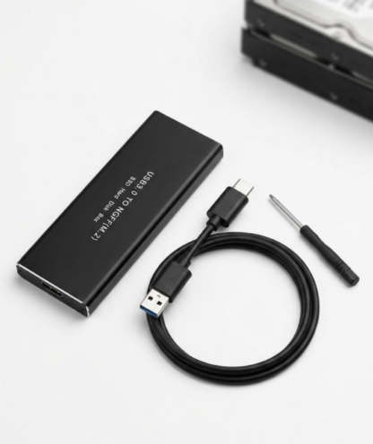 M2 SSD Casing USB 3.0 External Hard Drive Enclosure – High-Speed SATA to USB Adapter Case