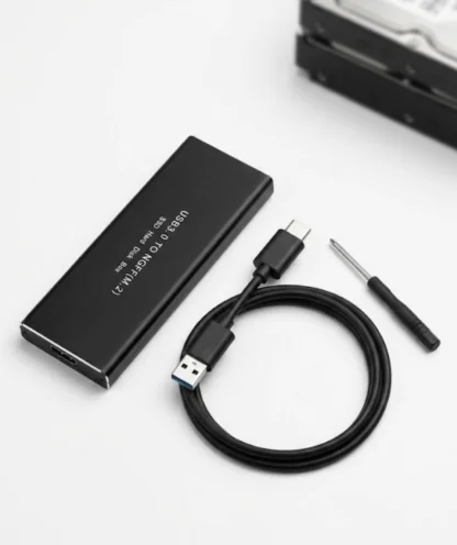 M2 SSD Casing USB 3.0 External Hard Drive Enclosure – High-Speed SATA to USB Adapter Case