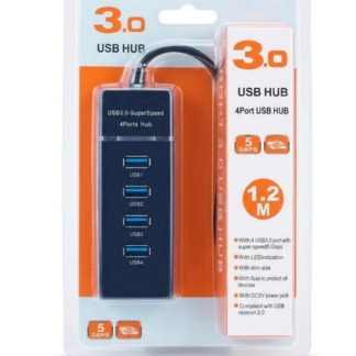 Premium USB 3.0 Hub 4-Port 5Gbps SuperSpeed with Blue LED, Fuse Protection & 1.2M Cable