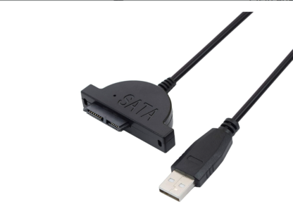 USB 2.0 to Mini SATA 13Pin Adapter Cable for Laptop CD/DVD ROM – Slimline SATA Converter (Black)