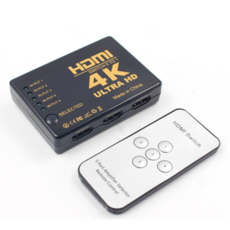 Powerful 5-Way HDMI Switch 4K – 5 In 1 Out HDMI Switcher with IR Remote Control