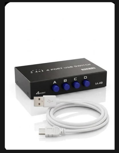 Technotech 4 Port USB Switch 2.0 – 4×1 USB Sharing Switch for PC, Laptop, Printer & Scanner