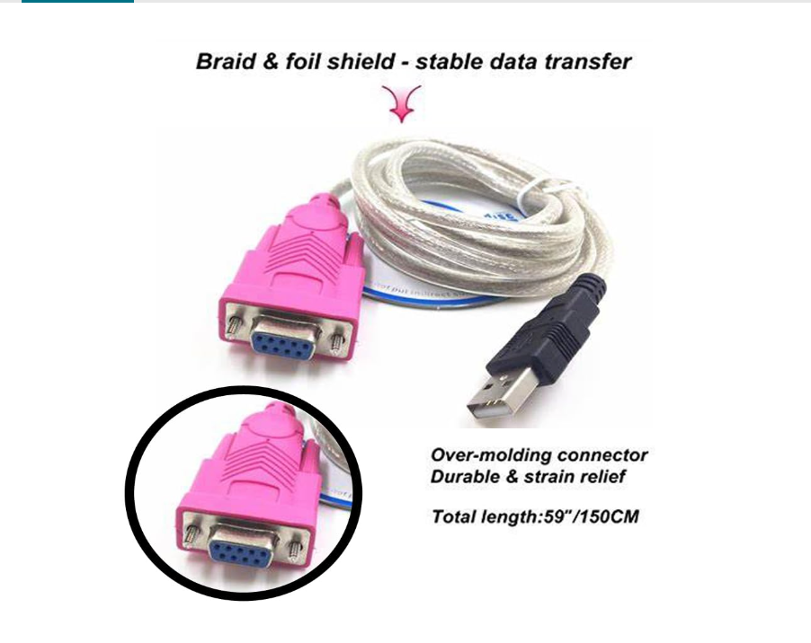 USB to RS232 Serial Cable Adapter Pink Head 2.0 High-Speed Connector