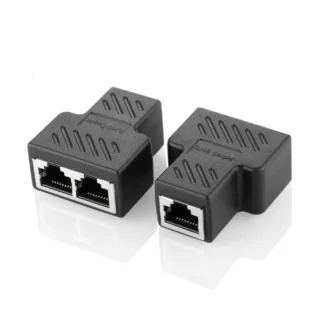 LAN Coupler RJ45 1x2 Black Ethernet splitter for network cable extension