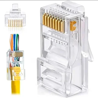 RJ45 Connector CAT6 Pass Through Pack of 100 high-speed Ethernet plug