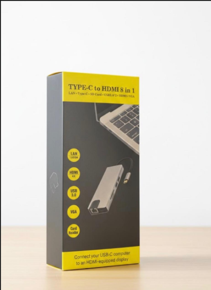 Type-C USB 3.1 8-in-1 Combo Hub – Ultimate Multiport Adapter with HDMI, LAN & USB 3.0