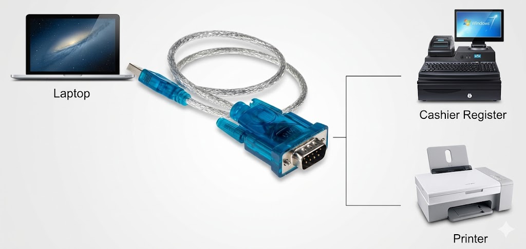 High-Speed USB to RS-232 Serial Male Cable Adapter (Silver) Technotech Technologies